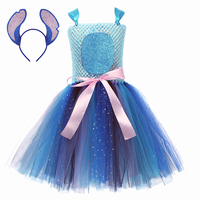 Costume d'Halloween pour filles, tenue de tutu avec oreilles d'alien ou d'animal, robe tutu en tulle à motif de dessin animé pour enfants, idéale pour anniversaire ou cosplay, avec bandeau à oreilles