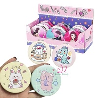 Wholesale 12PCS/Box Round Pocket Mirrors 2X Magnification Folding Compact Mirror Portable Double Sides PU Mini Mirror