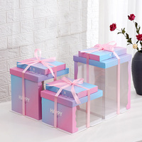 Customization 12 Inch Tall Clear Plastic Transparent Paper Cake Boxes Packaging with Lid