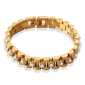 Pulsera de Acero Inoxidable con Cuentas y Baño de Oro de 18k, Diseño Geométrico, Estilo Europeo Americano, Unisex - Product Image 5