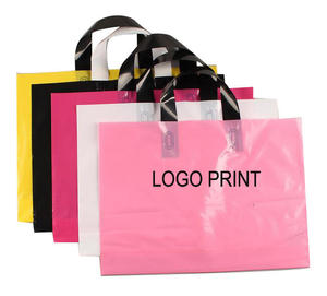 Bolsas de compras de plástico LDPE reciclado con impresión en huecograbado engrosado, bolsas de agradecimiento personalizadas con logo y asa larga para ropa - Product Image 3
