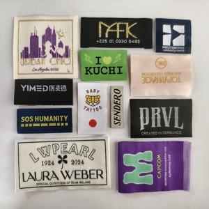 Étiquettes textiles tissées personnalisées de luxe avec logo YH, adhésives à chaud, en coton damassé, à coudre ou thermocollantes pour vêtements - Product Image 2