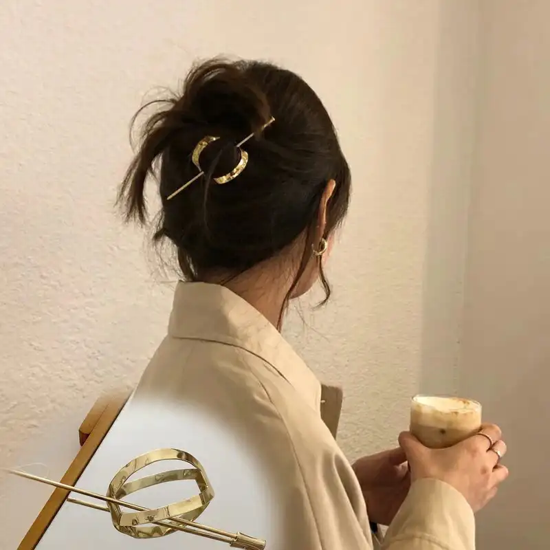 Horquillas simples de Corea, clips de pelo chapados en oro de aleación, tocado de cabello de moda, novedad