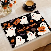 Nouveau Set de Table Orange Halloween Prix Usine, Dessous de Plat et Napperon d'Ambiance pour la Maison, Anti-Brûlure et Anti-Graisse