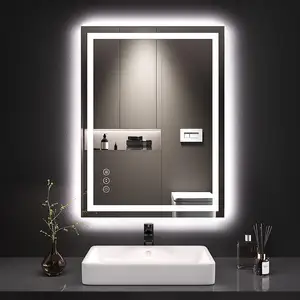 欧洲热卖壁挂式屏幕智能触摸浴镜带蓝牙的发光二极管浴室镜