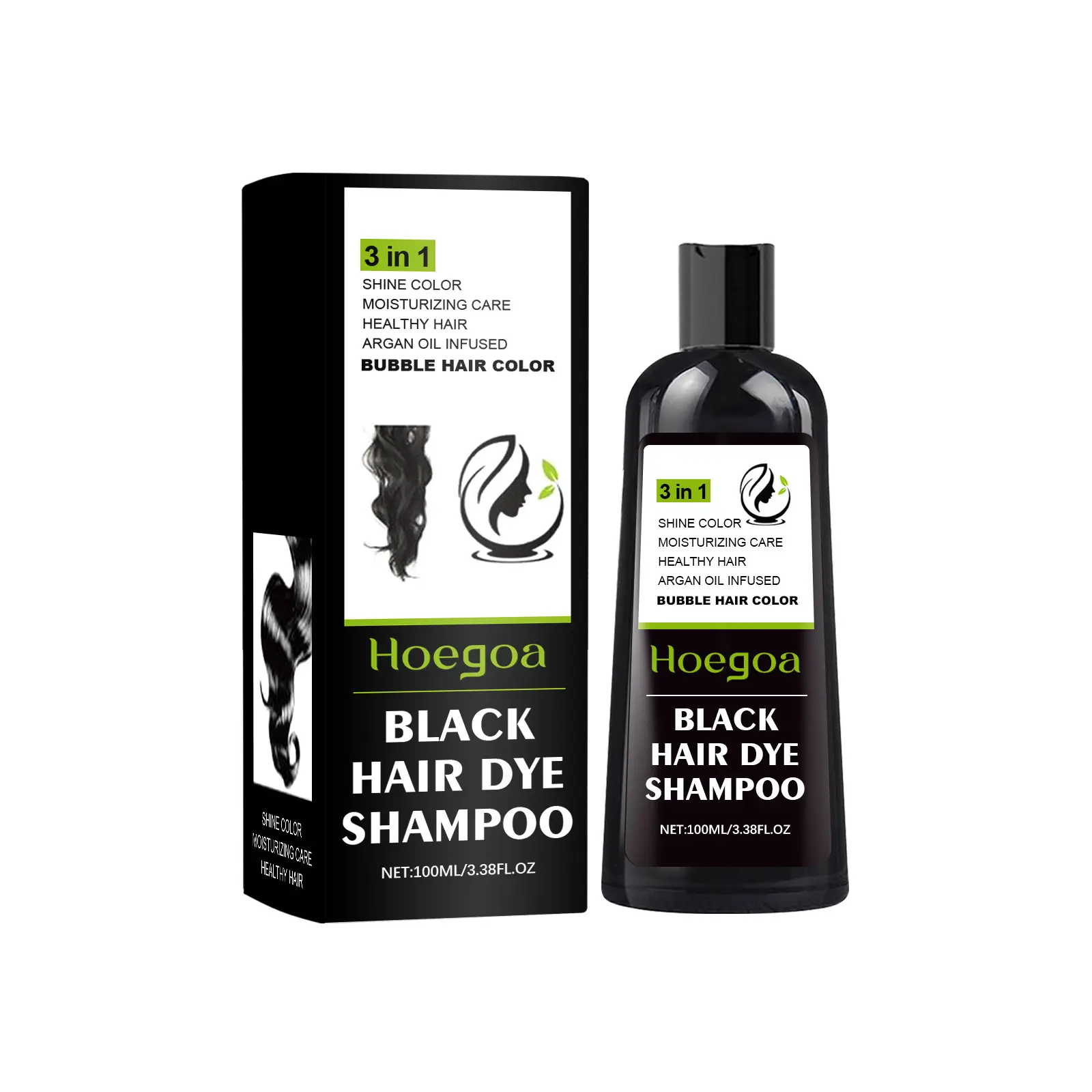 Hot Selling Professionele Haarverf Shampoo Olie Permanente Natuurlijke Haarkleur Shampoo Zwarte Haarverf Shampoo 3 In 1