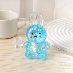 Jouet anti-stress en forme de lapin à paillettes, en TPR à rebond lent, pour le plaisir et la relaxation - Product Image 2