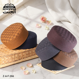 Chapeau kufi musulman rond avec logo personnalisé ZAF OEM ODM fabriqué à la main au Pakistan Chapeau islamique de forme ronde unique - Product Image 4