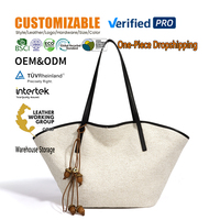 Sac fourre-tout en toile tissée, sac à bandoulière en paille naturelle, grande capacité, automne-été, plage, vacances, fermeture éclair, logo personnalisé, OEM