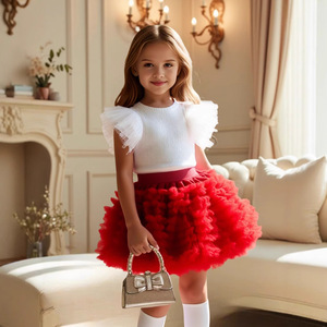 Faldas de <span class=keywords><strong>gasa</strong></span> de princesa de estilo coreano para niñas, vestidos de verano de manga voladora, trajes de estilo occidental para niños, faldas cortas - Product Image 2