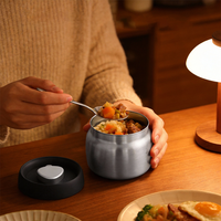 Boîte alimentaire sous vide de 400 ml en acier inoxydable avec couvercle en PP sans BPA et base antidérapante pour le camping en plein air, emballage personnalisé