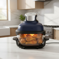 Friteuse à air numérique avec écran LCD, bol en verre carré de 4,2 L, revêtement antiadhésif PTFE, protection contre la surchauffe, multifonction (rôtir/cuire/déshydrater)