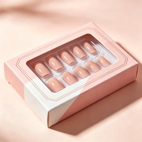 Boîte d'emballage personnalisée OEM pour faux ongles avec fenêtre transparente et insert, en papier couché écologique, pour la vente en gros d'articles de nail art