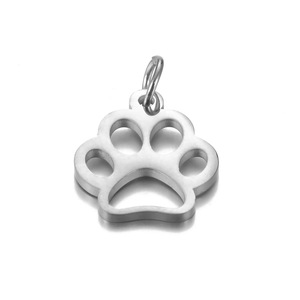 Abalorios de corte de pulido de acero inoxidable, letras de amor, patas de gato/perro, colgante pequeño, accesorios de joyería grabados chapados en oro - Product Image 5
