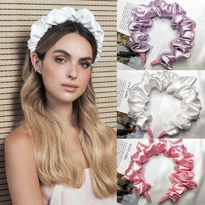 Venta caliente de la burbuja de pliegues de diadema <span class=keywords><strong>seda</strong></span> sólido color maquillaje diadema para niñas <span class=keywords><strong>scrunchies</strong></span> - Product Image 4