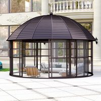 2026 Véranda d'hiver de luxe ronde en aluminium, type dôme, avec structure fermée, pour jardin, serre en verre, taille personnalisée, serre florale