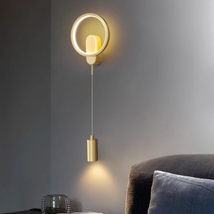 All Copper <b>Bedside</b> Wall <b>Lamp</b> H65 Brass Led <b>Touch</b> Control Modern Minimalist For Bedroom Living Room - Product Image 4