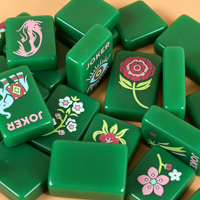Tuiles de Mahjong Américaines Personnalisées Directes d'Usine, en Acrylique Vert Premium, Design Bouddha Joker, Ensemble de Voyage Portable pour le Divertissement