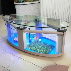 אולטרה-לבן טנק דג זכוכית אקולוגי בר מיכל צב אקווריום יוקרתי עבור סלון ספה שולחן קפה שולחן עליון מסתלסל-סיטונאי - Product Image 2