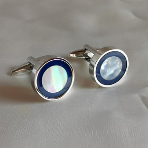 Pháp vòng hình hai màu ngọc trai vỏ Khuy măng sét cho đám cưới Kinh doanh Quà Tặng - Product Image 4