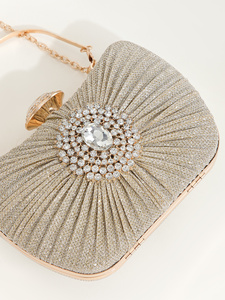 Bell New Design Square Rhinestone Pleated Evening Bag Sparkling Diamond Head <b>Clutch</b> Chain Crossbody Fashion Party <b>Wedding</b> - Product Image 4