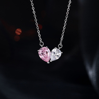 10k 14k putih emas Def Vs Lab berlian merah muda Moissanite kalung liontin pir bentuk Lab tumbuh Berlian Kalung