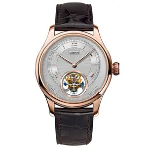 Meilleur populaire Lobinni hommes mouette Tourbillon montre mécanique 5ATM étanche Tourbillon automatique montre mécanique hommes