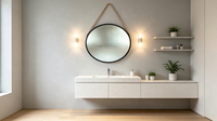 Miroir avec sangle en corde de jute, miroir décoratif rond rustique de style farmhouse pour salle de bain, entrée, décoration murale de la maison