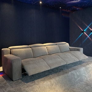 Tela 4 asientos de cine en casa sofá de teatro gris suave reclinable muebles de sala de estar eléctricos sofás reclinables asientos de teatro - Product Image 5