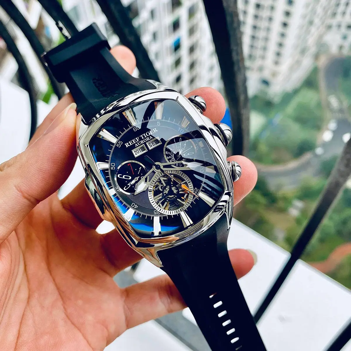 Reef Tiger New Mens Montres Business Automatic Movement Uhren Luminous Designer Clock Reojes Wrist Mechanical Watches For Men