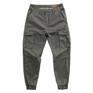 Livraison directe en stock, vente en gros, pantalon décontracté, fabrication en usine, pantalon classique uni en coton et lin, pantalon cargo ample pour homme - Product Image 2