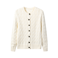 Hersteller-OEM Weiche Baumwolle Kaschmir Acryl Strickoberteil Klassische Zopfmuster-Strickjacke Modische Lässige Slim-Fit Damenpullover