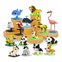 JM001 09-108 Bloques de Construcción Mini de Partículas Pequeñas con Forma de Animales: Panda, León, Flamenco, Canguro, Juguete de Regalo para Niños y Niñas