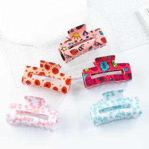 Pinzas de Pelo Acrílicas Geométricas Frescas y Dulces de 8 cm, Rectangulares, Estilo Europeo y Americano, Accesorios para Niños para el Día de San Valentín - Product Image 3