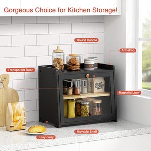 Boîte à pain en bambou 22Box, grande capacité, pour comptoir, fabrication artisanale, qualité alimentaire, style campagnard, organiseur pour comptoir de cuisine - Product Image 6