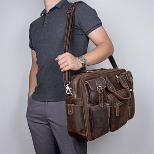 Bolso de viaje de negocios de Abogado de cuero genuino Vintage de fábrica, bolso de trabajo de mensajero, maletín para ordenador portátil de 15 pulgadas para hombres - Product Image 5