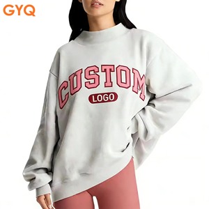 Felpa <span class=keywords><strong>Oversize</strong></span> da <span class=keywords><strong>Donna</strong></span> con Collo Alto Personalizzata, Ricamata, in Morbido Cotone, Stile Streetwear - Product Image 1