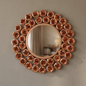 Round Bohemian Decorative Mirror With Gold Leaf Frame Handmade Brass Wall Mirror For Home Decor - Product Image 4