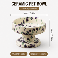 Bol pour chat en céramique nordique MoMo Paw Wholesale Dot, surélevé, protection du cou, antidérapant, lavable, bol pour nourriture et eau, bol de luxe pour animaux de compagnie