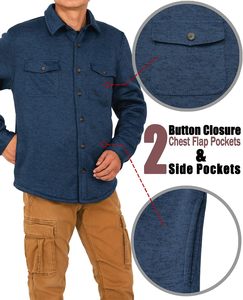 Chemise-veste streetwear pour <span class=keywords><strong>homme</strong></span> grande taille, doublée <span class=keywords><strong>sherpa</strong></span>, boutonnée, à revers, avec poches, vente en gros OEM en vrac - Product Image 5