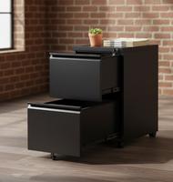 Armoire mobile à 2 tiroirs en acier avec serrure et roulettes, armoire de rangement métallique roulante sous le bureau pour le bureau