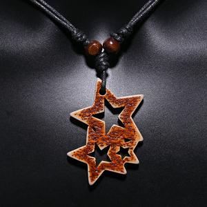 QIANZHIYUN FX-034 Collar con Colgante de Tres Pentáculos para Hombre, Joyería Retro Personalizada, Estilo Tribal, Amuleto de Imitación de Hueso de Yak, Regalo - Product Image 4
