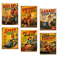 Plaque Métallique Vintage « Race Day Pin-up Girl » avec Citation sur Voiture de Course – Décoration Murale Rétro pour Garage ou « Man Cave » – Art Mural Métallique