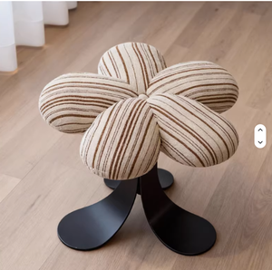 Tabouret de luxe pour coiffeuse de chambre principale, tabouret simple pour table de maquillage, tabouret rond en acier inoxydable pour usage domestique. - Product Image 5