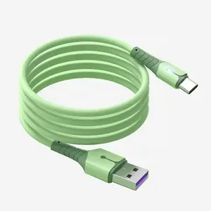 Trend Products Soft Silica Gel Durable USB Phone Cable With LED Lamp 3A Sync Data Cable Fast Charging For Mobile Phone Chargers
