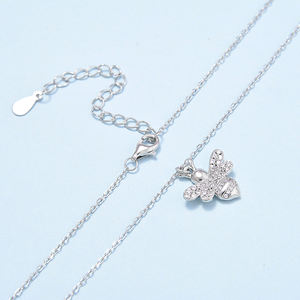 Collar <span class=keywords><strong>de</strong></span> Plata <span class=keywords><strong>de</strong></span> Ley 925 con Colgante <span class=keywords><strong>de</strong></span> <span class=keywords><strong>Abejorro</strong></span> y Cadena <span class=keywords><strong>de</strong></span> <span class=keywords><strong>Miel</strong></span> Pura, Joyería Moderna y Bonita para Niñas y Mujeres - Product Image 4