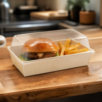 Barquettes alimentaires jetables en papier avec couvercle transparent pour plats à emporter, événements de restauration rapide, pique-niques et traiteurs
