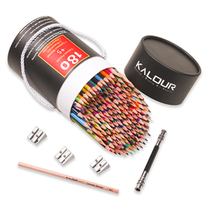 Ensemble <span class=keywords><strong>de</strong></span> crayons <span class=keywords><strong>de</strong></span> couleur professionnels KALOUR 180 couleurs dans une boîte en <span class=keywords><strong>papier</strong></span> ronde avec mine douce et couleurs vibrantes pour la coloration et le <span class=keywords><strong>dessin</strong></span> - Product Image 2