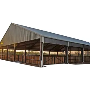 アルミニウム窓またはPVCで構築された大型3D図面プレハブカウシェッド納屋の馬小屋