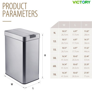 Cestini per <span class=keywords><strong>Rifiuti</strong></span> Intelligenti in Acciaio Inox da 9L, 12L, 15L, 50L, 60L, 70L per Casa, Ufficio e Cucina, con Apertura Automatica Senza Contatto e Sensore - Product Image 2